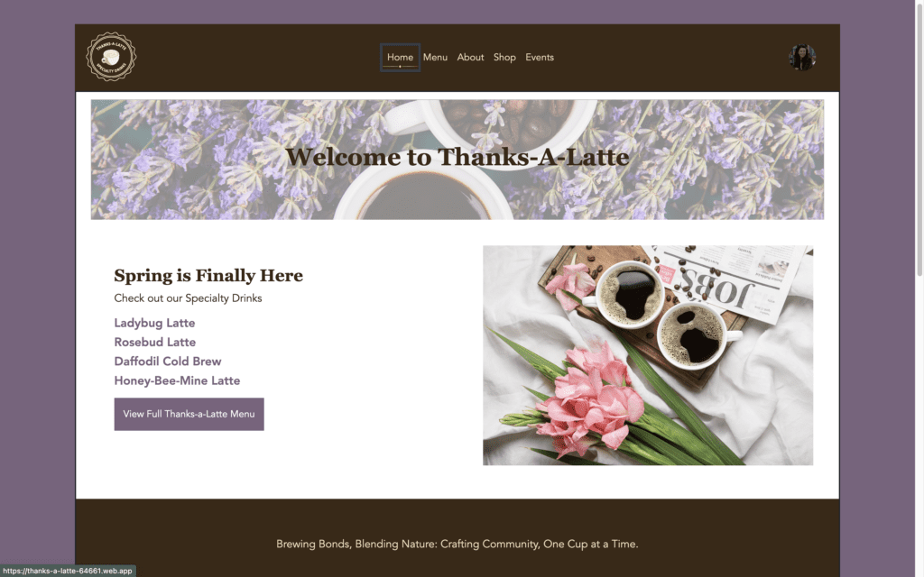 Thanks-A-Latte website screenshot