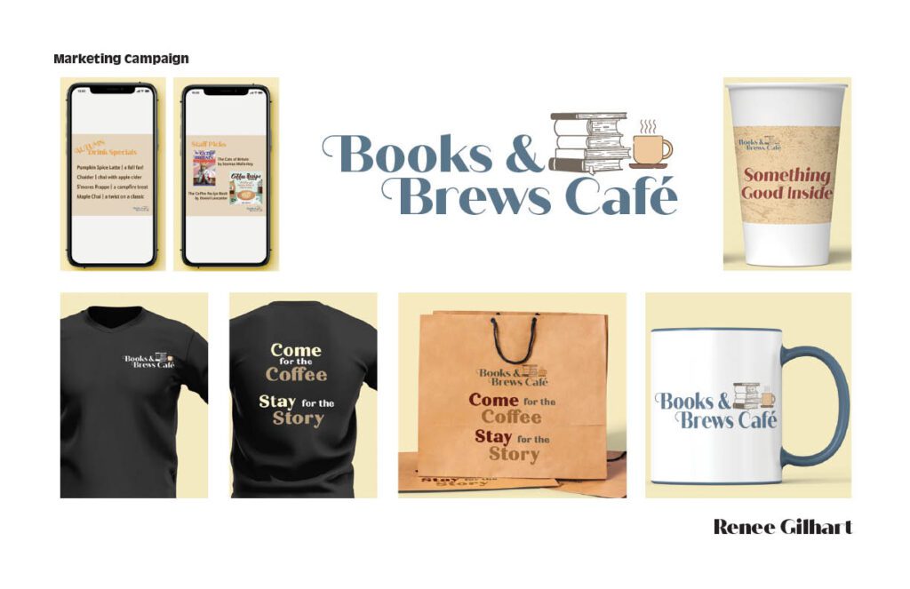 Books & Brews Cafe marketing materials